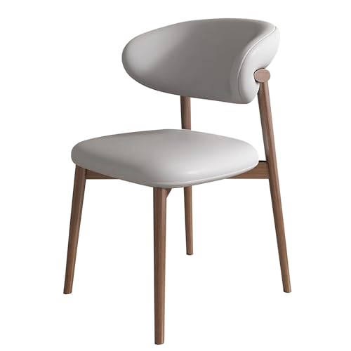 Guyifuny Esszimmerstühle, Kunstledersitz, ergonomische, geschwungene Rückenlehne, gepolsterter Küchenstuhl mit Holzbeinen für das Home-Office-Wohnzimmer/den Empfang, Hellgrau von Guyifuny