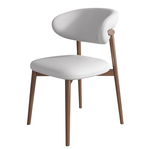 Guyifuny Esszimmerstühle, Kunstledersitz, ergonomische, geschwungene Rückenlehne, gepolsterter Küchenstuhl mit Holzbeinen für das Home-Office-Wohnzimmer/den Empfang,Beige von Guyifuny