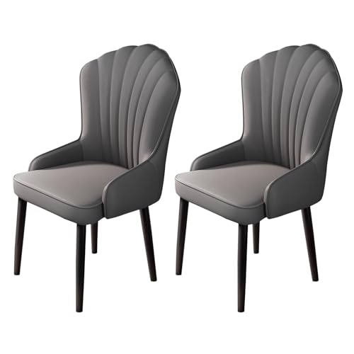 Guyifuny Esszimmerstühle mit PU-Lederbezug, 2er-Set, moderner Esszimmer- und Küchenstuhl mit hoher Rückenlehne und gepolsterter Sitzfläche mit Metallbeinen, Grau von Guyifuny