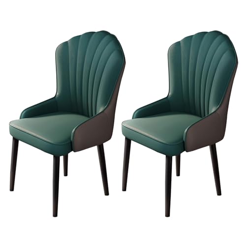 Guyifuny Esszimmerstühle mit PU-Lederbezug, 2er-Set, moderner Esszimmer- und Küchenstuhl mit hoher Rückenlehne und gepolsterter Sitzfläche und Metallbeinen, Grün von Guyifuny