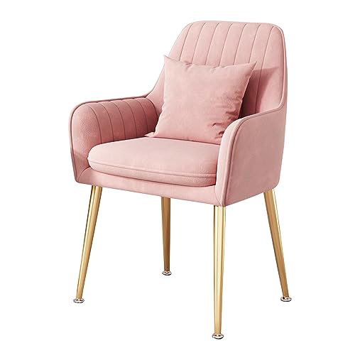 Guyifuny Esszimmerstuhl, Samtgepolsterter Sitz mit Armlehne und Metallbeinen, Küchenstühle für Café, Restaurant, Wohnzimmer/Empfang, Pink von Guyifuny