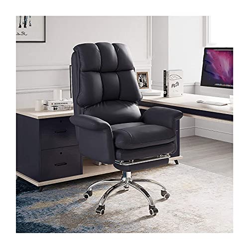 Guyifuny Executive Commercial Computer Task Vanity Chair, Verstellbarer Bürostuhl mit hoher Rückenlehne, moderner Drehstuhl aus PU-Leder mit Fußstütze von Guyifuny
