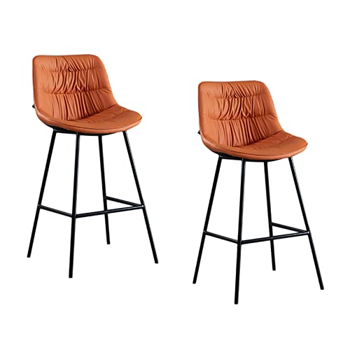 Guyifuny Frühstücksbarhocker, 2er-Set, Kunstleder, bequemer Sitz mit Rückenlehne, Schwarze Metallbeine, Theken-Frühstücks-/Küchenhocker, orangefarbenes Kissen, 65 cm Sitzhöhe Guyifuny Frühstücksbarhocker, 2er-Set, Kunstleder, bequemer Sitz mit Rückenlehne, Schwarze Metallbeine, Theken-Frühstücks-/Küchenhocker, orangefarbenes Kissen, 65 cm Sitzhöhe von Guyifuny