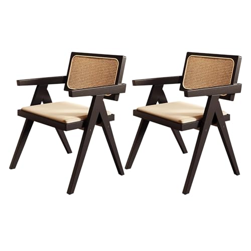 Guyifuny Gepolsterte Küchen-/Esszimmerstühle, 2er-Set, moderner Akzentstuhl aus der Mitte des Jahrhunderts, mit PU-Leder gepolstert und Beinen aus Naturholz, Schwarzbeige Guyifuny Gepolsterte Küchen-/Esszimmerstühle, 2er-Set, moderner Akzentstuhl aus der Mitte des Jahrhunderts, mit PU-Leder gepolstert und Beinen aus Naturholz, Schwarzbeige von Guyifuny