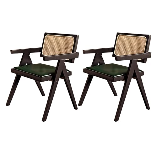 Guyifuny Gepolsterte Küchen-/Esszimmerstühle, 2er-Set, moderner Akzentstuhl aus der Mitte des Jahrhunderts, mit PU-Leder gepolstert und Beinen aus Naturholz, Schwarzgrün Guyifuny Gepolsterte Küchen-/Esszimmerstühle, 2er-Set, moderner Akzentstuhl aus der Mitte des Jahrhunderts, mit PU-Leder gepolstert und Beinen aus Naturholz, Schwarzgrün von Guyifuny