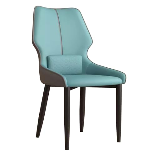 Guyifuny Gepolsterte Küchenstühle mit ergonomischer, geschwungener Rückenlehne, PU-Leder, Metallbeinen, Esszimmerstuhl für Zuhause, Restaurant und Café,Blau von Guyifuny