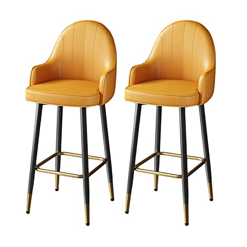 Guyifuny Gepolsterte Theken-Barhocker, Drehtheke, 2er-Set, Kücheninselstuhl mit Rückenlehne, hochwertiges Kunstleder, bequemer gepolsterter Sitz für zu Hause, Orange, 65 cm Sitzhöhe Guyifuny Gepolsterte Theken-Barhocker, Drehtheke, 2er-Set, Kücheninselstuhl mit Rückenlehne, hochwertiges Kunstleder, bequemer gepolsterter Sitz für zu Hause, Orange, 65 cm Sitzhöhe von Guyifuny