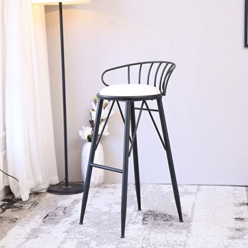 Guyifuny Gepolsterter Barhocker, 2er-Set, Frühstücksbarstuhl aus Samt im Mid-Century-Stil für Kücheninseln, Pub-Kapazität 150 kg/330 lbs, Schwarz, 75 cm Sitzhöhe von Guyifuny