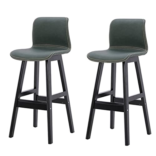 Guyifuny Gepolsterter Barhocker aus PU-Kunstleder in Thekenhöhe mit Rückenlehne und Beinen aus Massivholz für Esszimmer, Kaffeehaus, rustikale Bar, grünes Kissen, 62 cm Sitzhöhe Guyifuny Gepolsterter Barhocker aus PU-Kunstleder in Thekenhöhe mit Rückenlehne und Beinen aus Massivholz für Esszimmer, Kaffeehaus, rustikale Bar, grünes Kissen, 62 cm Sitzhöhe von Guyifuny