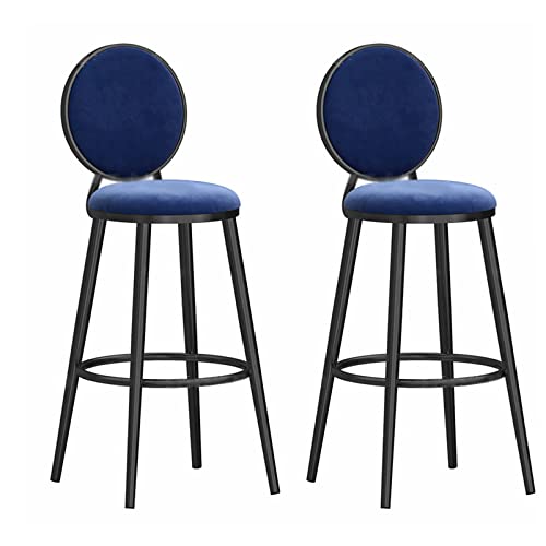 Guyifuny Kitchen Barsool 2er-Set Barhocker, Barhocker aus Samt mit Rückenlehne, stabilen Metallbeinen und Fußstützen, blauem Kissen, 65 cm Sitzhöhe Guyifuny Kitchen Barsool 2er-Set Barhocker, Barhocker aus Samt mit Rückenlehne, stabilen Metallbeinen und Fußstützen, blauem Kissen, 65 cm Sitzhöhe von Guyifuny