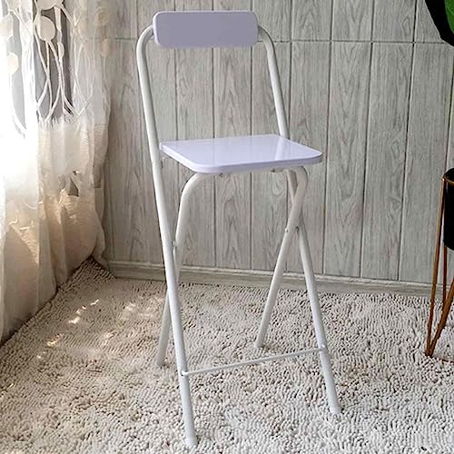 Guyifuny Klappbare Hockerstühle in Thekenhöhe 60/70 cm, mit Rückenlehne, tragbarer, Faltbarer, Leichter Metallstuhl für die Hausbar im Innen- und Außenbereich, Weiß, 70 cm von Guyifuny