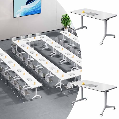 Guyifuny Klappbare Konferenztische mit Flip-Top-Design, Moderne, Mobile Schulungs- und Seminartische in Weiß für den Konferenzraum im Büro, 2er-Pack, 63 Zoll von Guyifuny