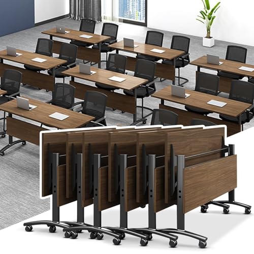 Guyifuny Klappbare Konferenztische mit Flip-Top-Design, rechteckiger modularer Konferenzraum-Klapptisch mit Rollen, für Büro-Konferenz-Schulungsräume, 6 Stück, 62,99 x 23,6 x 29,5 Zoll von Guyifuny