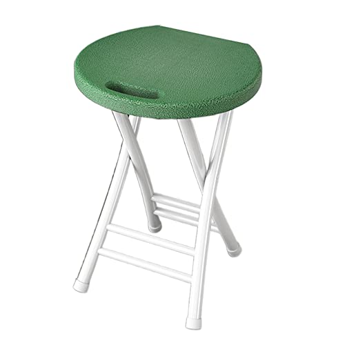 Guyifuny Klappbarer, tragbarer Barhocker mit Rückenlehne und Griff, Sitzfläche aus Kunststoff mit X-förmigem Metallrahmen für Wohnheim, Küche, Schminktisch, Kirche und Außenbereich, Grün von Guyifuny
