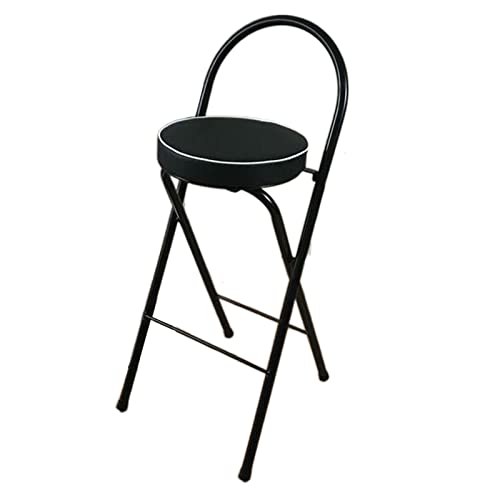 Guyifuny Klappbarer Barhocker, rund, Dickes Kissen, Leichter Metallstuhl für Erwachsene für die Küche – mit Rückenlehne und Fußstütze, Schwarz, Sitzhöhe 70 cm Guyifuny Klappbarer Barhocker, rund, Dickes Kissen, Leichter Metallstuhl für Erwachsene für die Küche – mit Rückenlehne und Fußstütze, Schwarz, Sitzhöhe 70 cm von Guyifuny