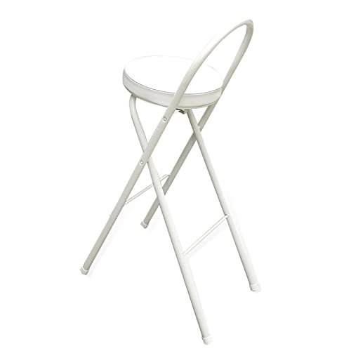 Guyifuny Klappbarer Barhocker, rund, Dickes Kissen, Leichter Metallstuhl für Erwachsene für die Küche – mit Rückenlehne und Fußstütze, Wolke, weiß, Sitzhöhe 65 cm Guyifuny Klappbarer Barhocker, rund, Dickes Kissen, Leichter Metallstuhl für Erwachsene für die Küche – mit Rückenlehne und Fußstütze, Wolke, weiß, Sitzhöhe 65 cm von Guyifuny
