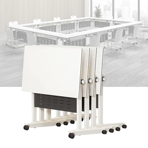 Guyifuny Klappbarer Konferenztisch, moderner mobiler Konferenztisch mit Klappplatte und feststellbaren Rollen für Büro, Konferenzraum, Klassenzimmer, von Guyifuny