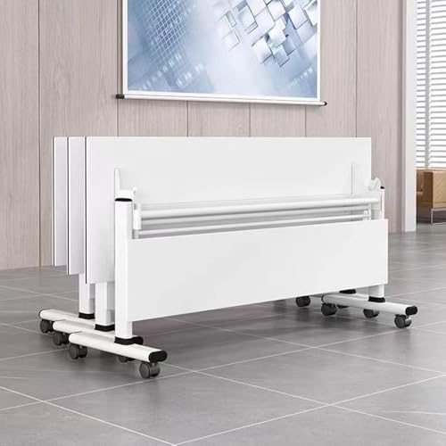 Guyifuny Konferenztisch, Flip Top Mobile Modernes Training Mobile Seminare Dynamische Meetings für Büros, Räder, Abschließbar, Zusammenklappbar, Konferenzraum,A,140x40x75 von Guyifuny