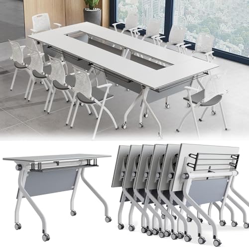 Guyifuny Konferenztisch, klappbar, rechteckig, für Besprechungsräume, Konferenztische mit Rädern, Klapptisch, moderner Büro-Konferenztisch, Schreibtisch für Schulungen mit Metallrahmen, Grau, 6 Stück Guyifuny Konferenztisch, klappbar, rechteckig, für Besprechungsräume, Konferenztische mit Rädern, Klapptisch, moderner Büro-Konferenztisch, Schreibtisch für Schulungen mit Metallrahmen, Grau, 6 Stück von Guyifuny