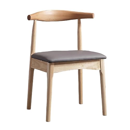 Guyifuny Küchenstühle für Zuhause, Restaurant, Büro, PU-Leder, Küchenstuhl ohne Armlehnen, mit Holzbeinen, gepolsterter Sitzfläche, Dunkelgrau von Guyifuny