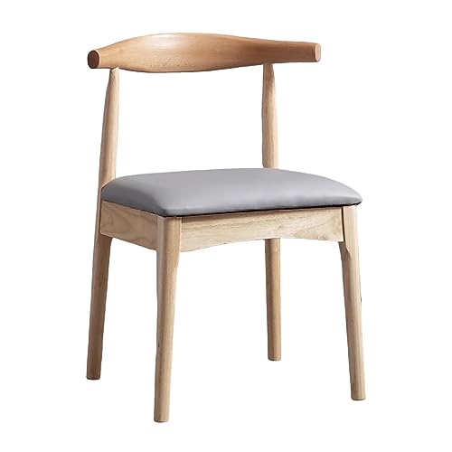 Guyifuny Küchenstühle für Zuhause, Restaurant, Büro, PU-Leder, Küchenstuhl ohne Armlehnen, mit Holzbeinen, gepolsterter Sitzfläche, Hellgrau von Guyifuny
