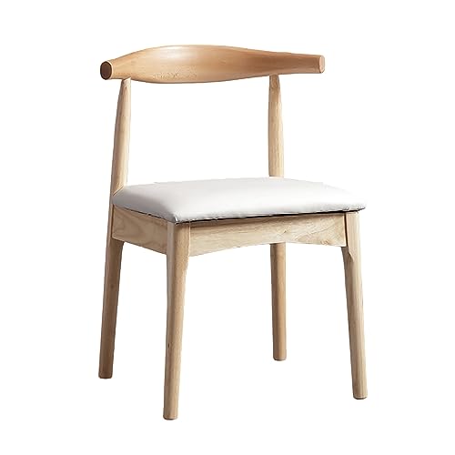 Guyifuny Küchenstühle für Zuhause, Restaurant, Büro, PU-Leder, Küchenstuhl ohne Armlehnen, mit Holzbeinen, gepolsterter Sitzfläche, Weiß von Guyifuny