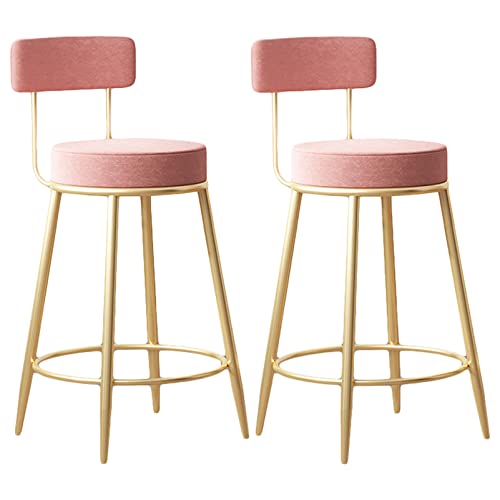 Guyifuny Küchenthekenhocker, gepolsterter Stuhl für das Frühstück zu Hause, weicher Barhocker aus Samt mit Rückenlehne, Inselstuhl mit vergoldeten Metallbeinen, graues Kissen, 75 cm Sitzhöhe von Guyifuny