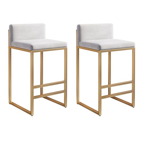 Guyifuny Küchenthekenhocker mit Rückenlehne 2er-Set Barstühle für Kücheninsel mit goldenen Beinen, Barhocker für Kücheninsel Zuhause Esszimmer Weiß 75 cm von Guyifuny