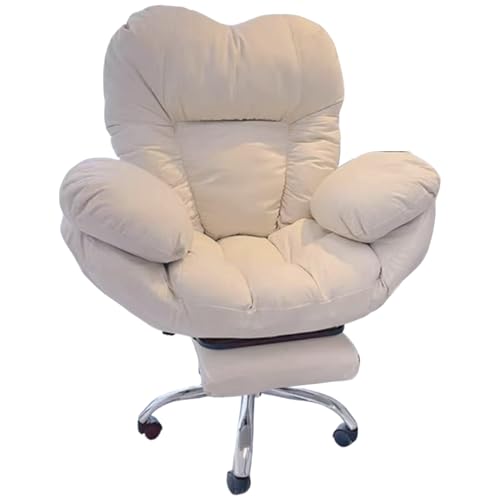 Guyifuny Lazy Sofa Home-Office-Schreibtischstühle, 360° drehbarer ergonomischer Computer-Gaming-Stuhl, Rückenlehne, Liegefunktion, 90–130° großer Winkel mit einziehbarer Fußstütze von Guyifuny