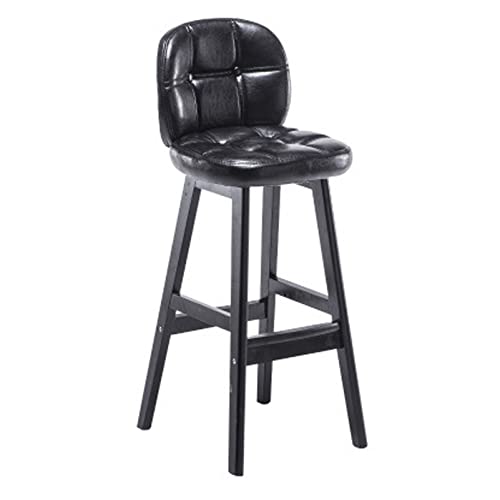 Guyifuny Luxuriöse gepolsterte Barhocker, 2er-Set, Esszimmerstuhl mit Massivholzrahmen, Küchen-Barhocker ohne Armlehnen und Fußstützen, Wohnmöbel, Schwarz, 65 cm Sitzhöhe von Guyifuny