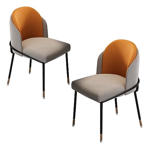 Guyifuny Moderne Esszimmerstühle, 2er-Set, gepolsterte Akzent-Seitenstühle für Wohnzimmer/Empfang/Restaurant, Orange von Guyifuny