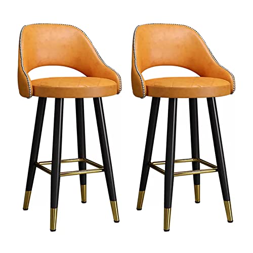 Guyifuny Moderne Küchenhocker, 2er-Set, gepolsterte Thekenstühle im Bauernhausstil mit PU-Leder und Rückenlehne und Fußstütze, Orange, 65 cm Guyifuny Moderne Küchenhocker, 2er-Set, gepolsterte Thekenstühle im Bauernhausstil mit PU-Leder und Rückenlehne und Fußstütze, Orange, 65 cm von Guyifuny