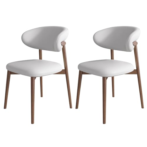 Guyifuny Moderne gepolsterte Esszimmerstühle, 2er-Set, Moderne, Bequeme Küchenstühle aus PU-Leder mit Holzrahmenbeinen für das Wohnzimmerbüro, Beige von Guyifuny