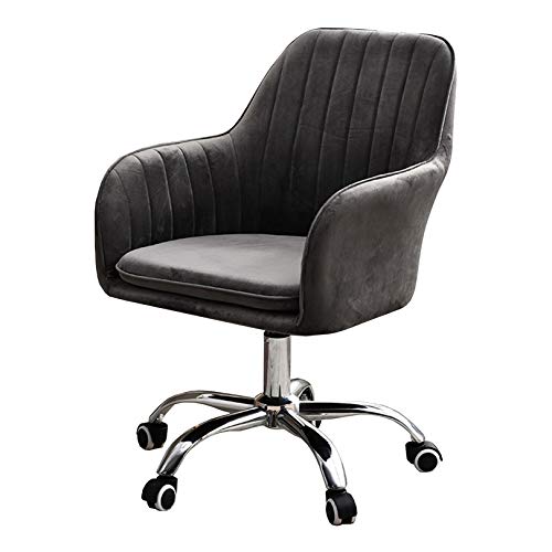 Guyifuny Moderner Drehstuhl - Ergonomischer Arbeitsstuhl mit mittlerer Rückenlehne und Rollen aus grauem Samt, höhenverstellbar für das Homeoffice, trägt bis zu 150 kg von Guyifuny