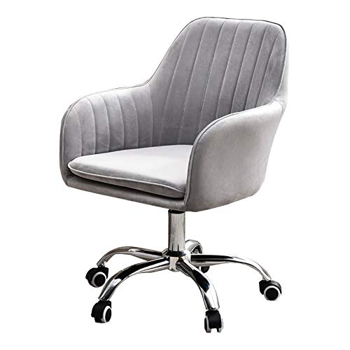 Guyifuny Moderner Drehstuhl - Ergonomischer Arbeitsstuhl mit mittlerer Rückenlehne und Rollen aus grauem Samt, höhenverstellbar für das Homeoffice, trägt bis zu 150 kg von Guyifuny