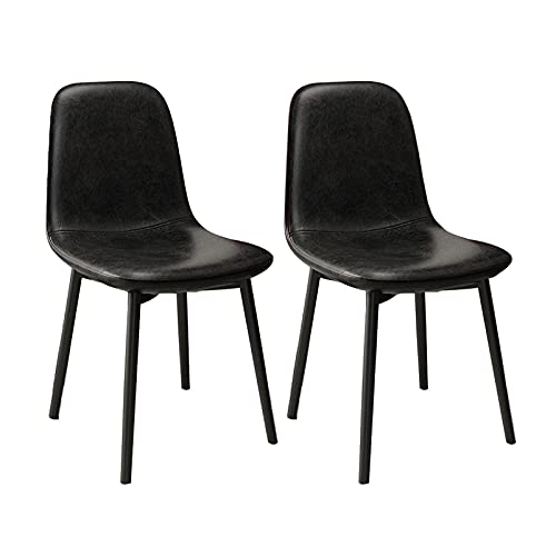 Guyifuny Moderner Küchenstuhl, Klassische Möbel-Beistellstühle mit schwarzen Metallbeinen und mit PU-Leder gepolsterten Küchenzimmerstühlen für Wohnzimmer und Schlafzimmer von Guyifuny