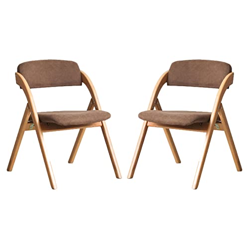Guyifuny Moderner Küchenstuhl, zusammenklappbarer Esszimmerstuhl, Sessel, 2er-Set, gepolsterter Stuhl aus Baumwolle und Leinen mit Holzbeinen von Guyifuny