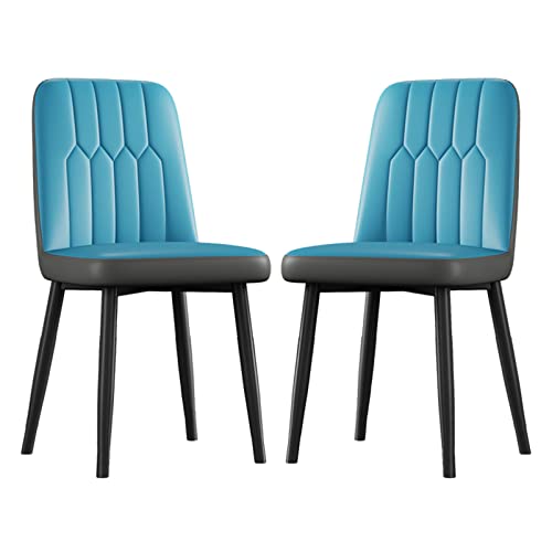 Guyifuny Modernes Küchenstuhl-Set mit 2 gepolsterten Stühlen aus weichem Kunstleder für die Küche, Esszimmer, Lounge und Freizeit, Beine aus schwarzem Metall von Guyifuny