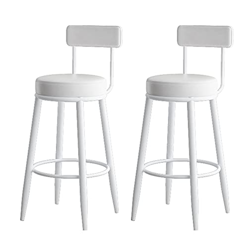 Guyifuny PU-gepolsterter Barhocker, 2er-Set, Frühstücksstuhl, Fußstütze aus Metall, einfach zu montierender Hochstuhl für Esszimmer, Küchentheke, Bar, A, 65 cm Sitzhöhe von Guyifuny