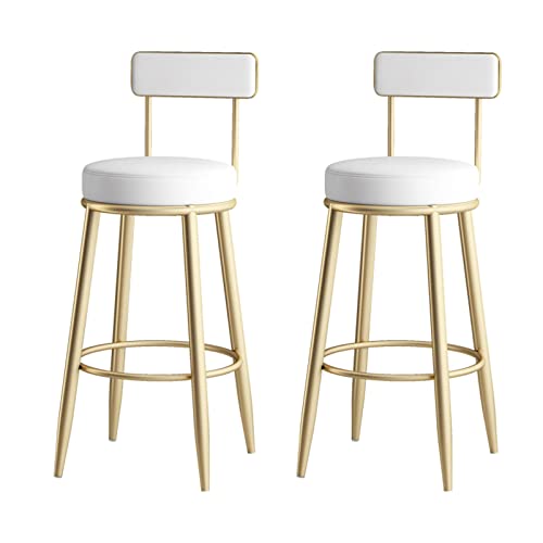 Guyifuny PU-gepolsterter Barhocker, 2er-Set, Frühstücksstuhl, Fußstütze aus Metall, einfach zu montierender Hochstuhl für Esszimmer, Küchentheke, Bar, B, 65 cm Sitzhöhe von Guyifuny