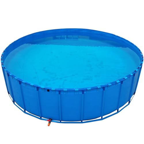 Guyifuny Plane Wasserspeicher Pool PVC Segeltuch Teiche Mit Ablassventil Mit Unterstützung Temporärer Vorratsbehälter Für Salzwasserfische Zum Schwimmen Von Koi-Fischen Und Schildkröten,Blau,2x1m von Guyifuny