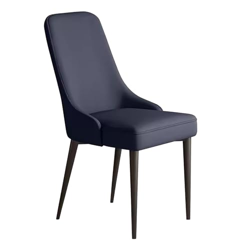 Guyifuny Restaurant-Küchenstühle mit mittlerer Rückenlehne, Kunstleder für die Küche, Wohnzimmer-Seitenstuhl mit schwarzem Metallbein, gepolsterter Sitz, Blau von Guyifuny