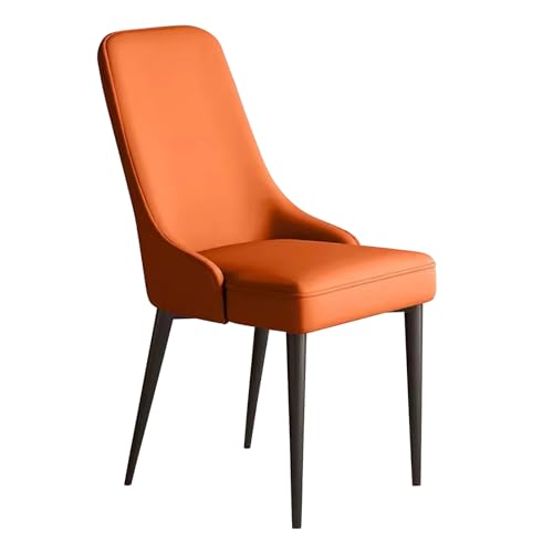 Guyifuny Restaurant-Küchenstühle mit mittlerer Rückenlehne, Kunstleder für die Küche, Wohnzimmer-Seitenstuhl mit schwarzem Metallbein, gepolsterter Sitz, Orange von Guyifuny