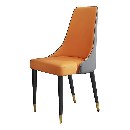 Guyifuny Restaurant-Küchenstühle mit mittlerer Rückenlehne, gepolsterter Sitz für Küche und Esszimmer, Esszimmerstühle mit hoher Rückenlehne aus PU-Leder mit Metallbeinen, Orangegrau von Guyifuny