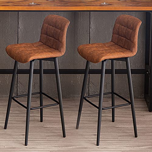 Guyifuny Retro-Barhocker, 360° drehbar, Frühstücks-/Küchenthekenhocker, 2er-Set, PU-Hochstuhl mit Fußstütze für Kücheninsel, braun von Guyifuny