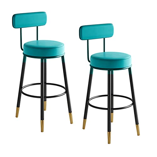 Guyifuny Runder Barhocker 2er-Set, Thekenhöhe Stühle mit Fußstütze, Metallbeine Frühstücksküche Esszimmerstuhl,Blau, Guyifuny Runder Barhocker 2er-Set, Thekenhöhe Stühle mit Fußstütze, Metallbeine Frühstücksküche Esszimmerstuhl,Blau, von Guyifuny