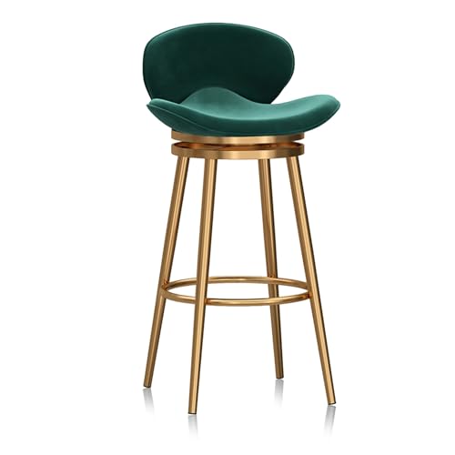 Guyifuny Samt-Barhocker, 1er-Set, um 360 Grad drehbare Barhocker, Moderne gepolsterte Barstühle mit Rückenlehne und Fußstütze, Esszimmerstühle für die Heimkücheninsel, Grün von Guyifuny