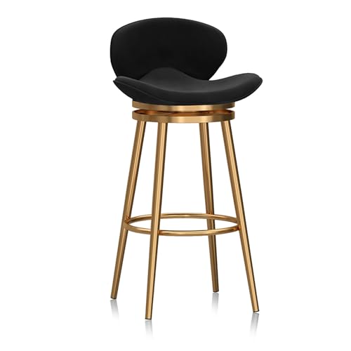 Guyifuny Samt-Barhocker, 1er-Set, um 360 Grad drehbare Barhocker, Moderne gepolsterte Barstühle mit Rückenlehne und Fußstütze, Esszimmerstühle für die Heimkücheninsel, Schwarz von Guyifuny