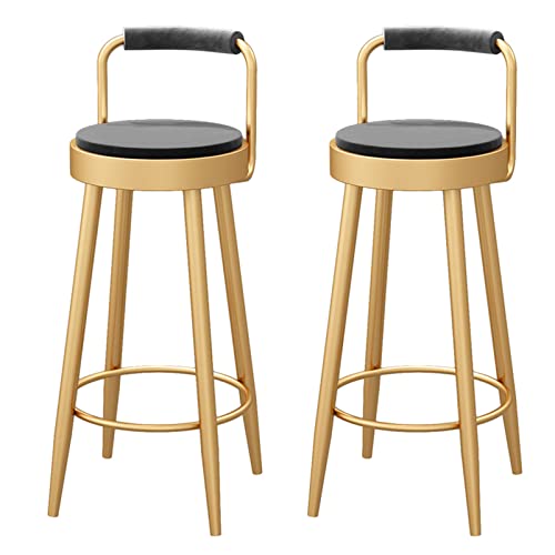 Guyifuny Thekenhocker mit Rückenlehne, 2er-Set, gepolsterte Küchenhöhe, Barhocker für Frühstückstheke, Wohnmöbel, Inselstuhl, Schwarz, 75 cm Sitzhöhe von Guyifuny