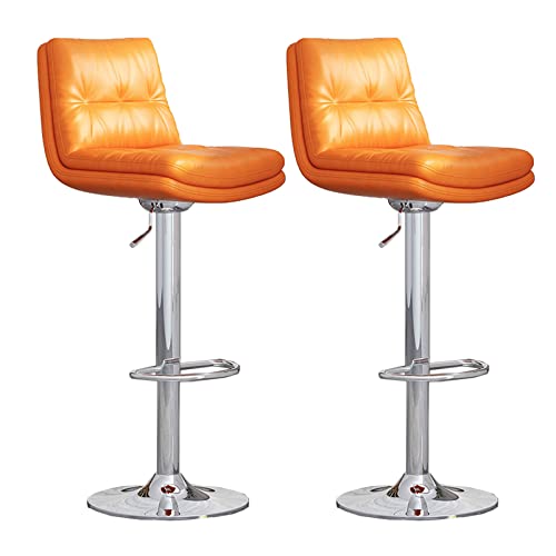 Guyifuny Verstellbarer Barhocker 2er-Set, Drehhocker aus Leder mit Fußstütze und Rückenlehne, Basis aus galvanisiertem Stahl, für Küchentheke und Esszimmer, Orange, 91-106 cm Guyifuny Verstellbarer Barhocker 2er-Set, Drehhocker aus Leder mit Fußstütze und Rückenlehne, Basis aus galvanisiertem Stahl, für Küchentheke und Esszimmer, Orange, 91-106 cm von Guyifuny
